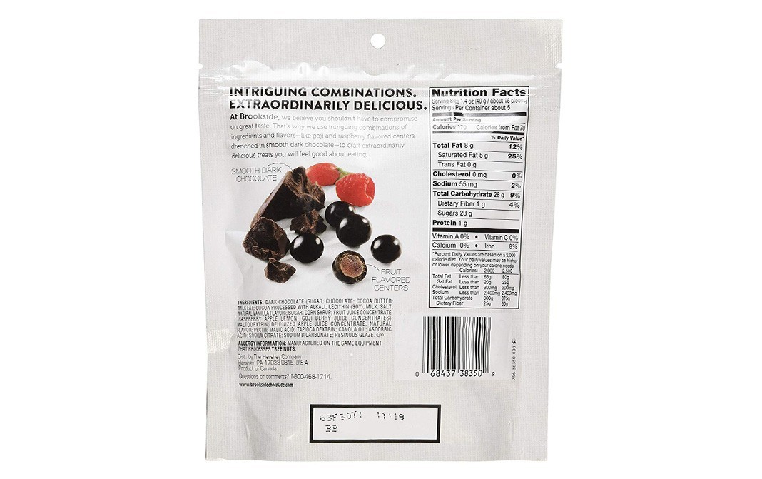 Brookside Dark Chocolate, Goji & Rasberry Flavors   Pack  198 grams